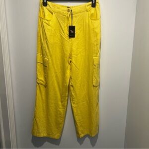 Sincerely Jules Vibrant Yellow Cargo Linen Blend NWT women’s XL